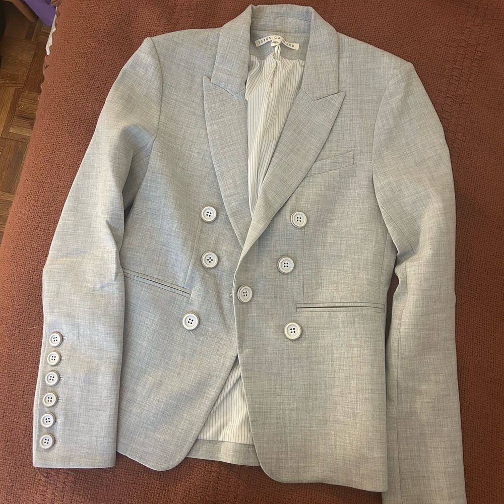 Veronica Beard Light Gray Double-Breasted Blazer